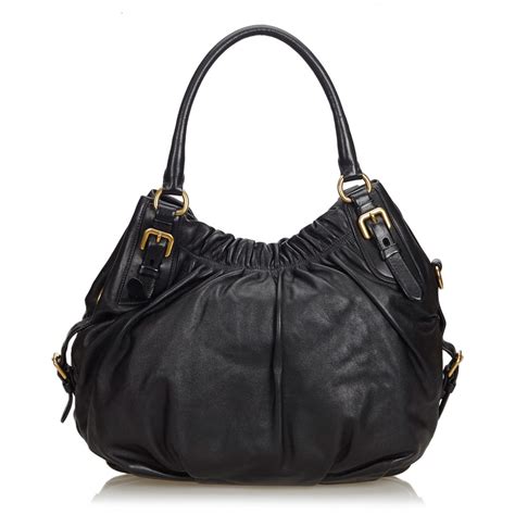 prada black hobo bag|black used Prada bag.